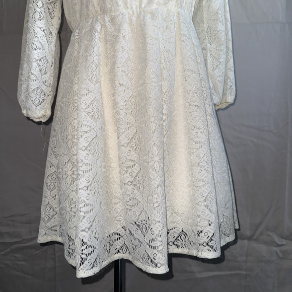 Hollister Women's Dress Sz Large Long Sleeve Cream Lace Boho Chic Western Preppy - Picture 4 of 14